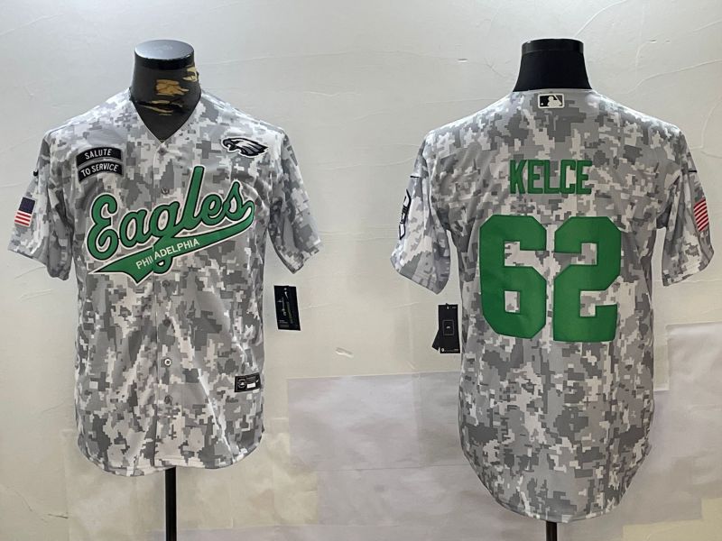Men Philadelphia Eagles 62 Kelce Nike Arctic Camo 2024 Salute to Service Limited NFL Jersey style 4